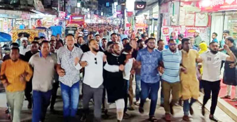 বিশ্বনাথে যুবদল, স্বেচ্ছাসেবকদল, কৃষকদল ও ছাত্রদলের বিক্ষোভ মিছিল