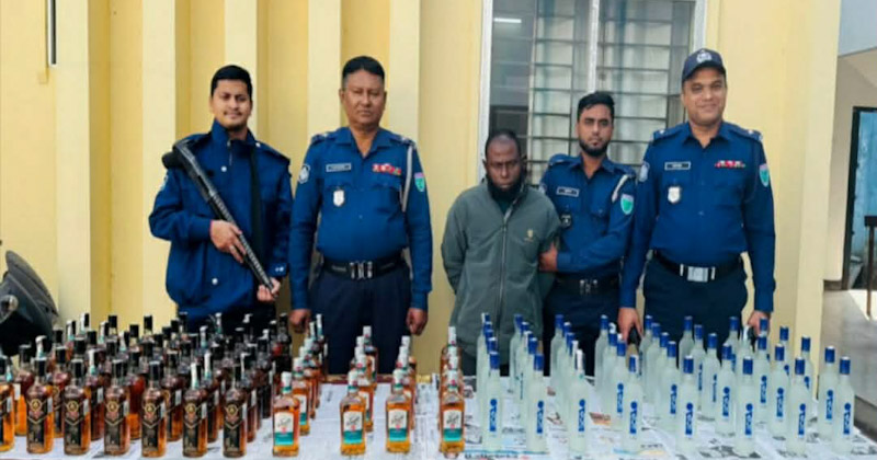 বিশ্বনাথে ১০৬ বোতল মদসহ মাদক কারবারি গ্রেপ্তার