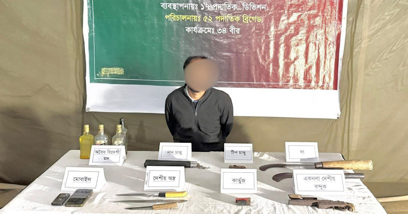 বিশ্বনাথে যৌথবাহিনীর অভিযানে অস্ত্র ও মাদকসহ যুবক গ্রেফতার